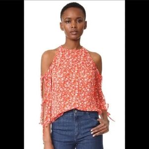 NWOT Veronica Beard Flynn Cold Shoulder Floral Silk Blouse